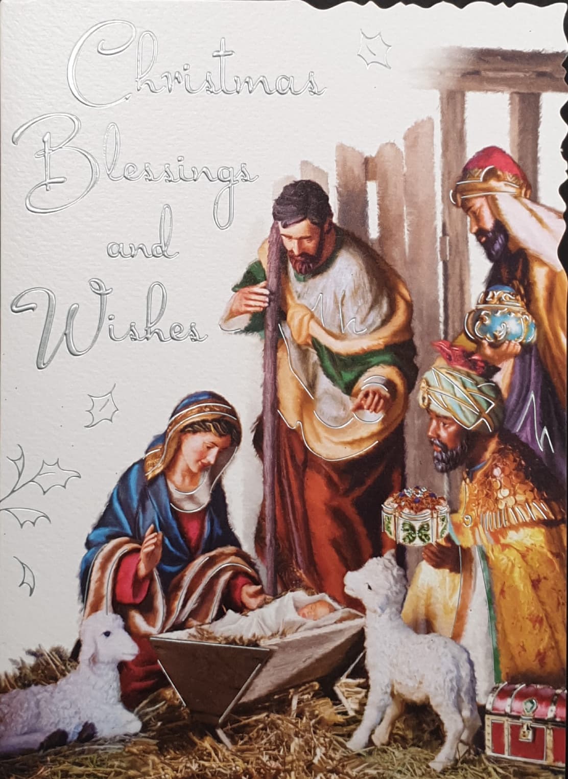 Religious Christmas Card - Christmas Blessings & Wishes / Nativity Scene