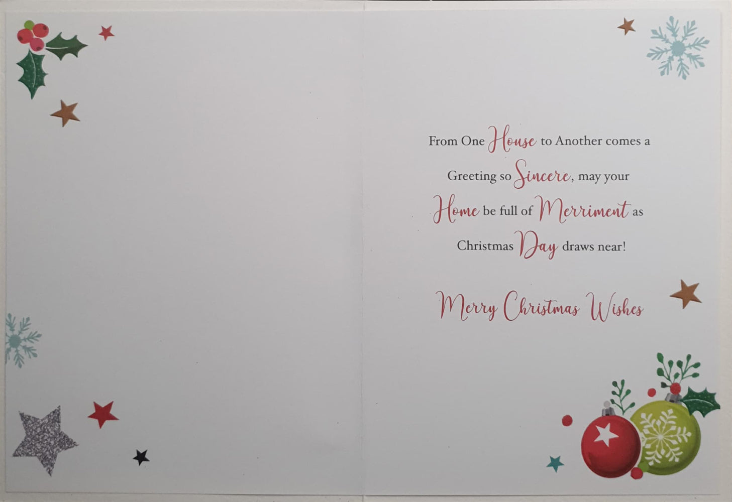 From Our House To Yours Christmas Card - Cute Dogs & Cat at Red Post Box