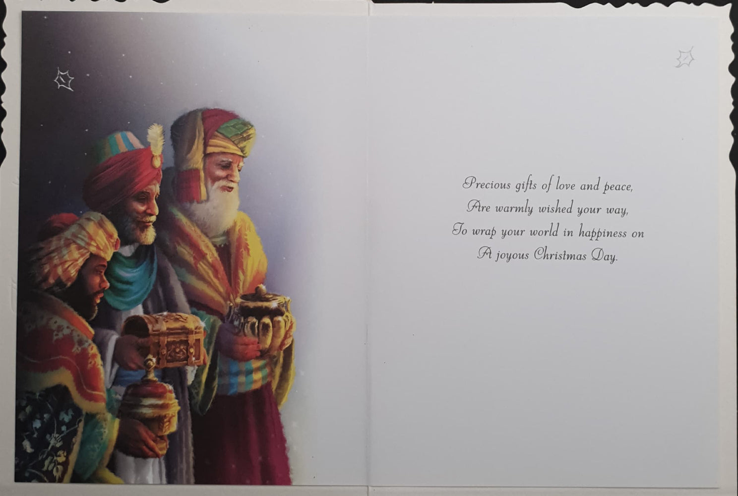 Religious Christmas Card - Peace & Joy / Three Kings Offering Gifts