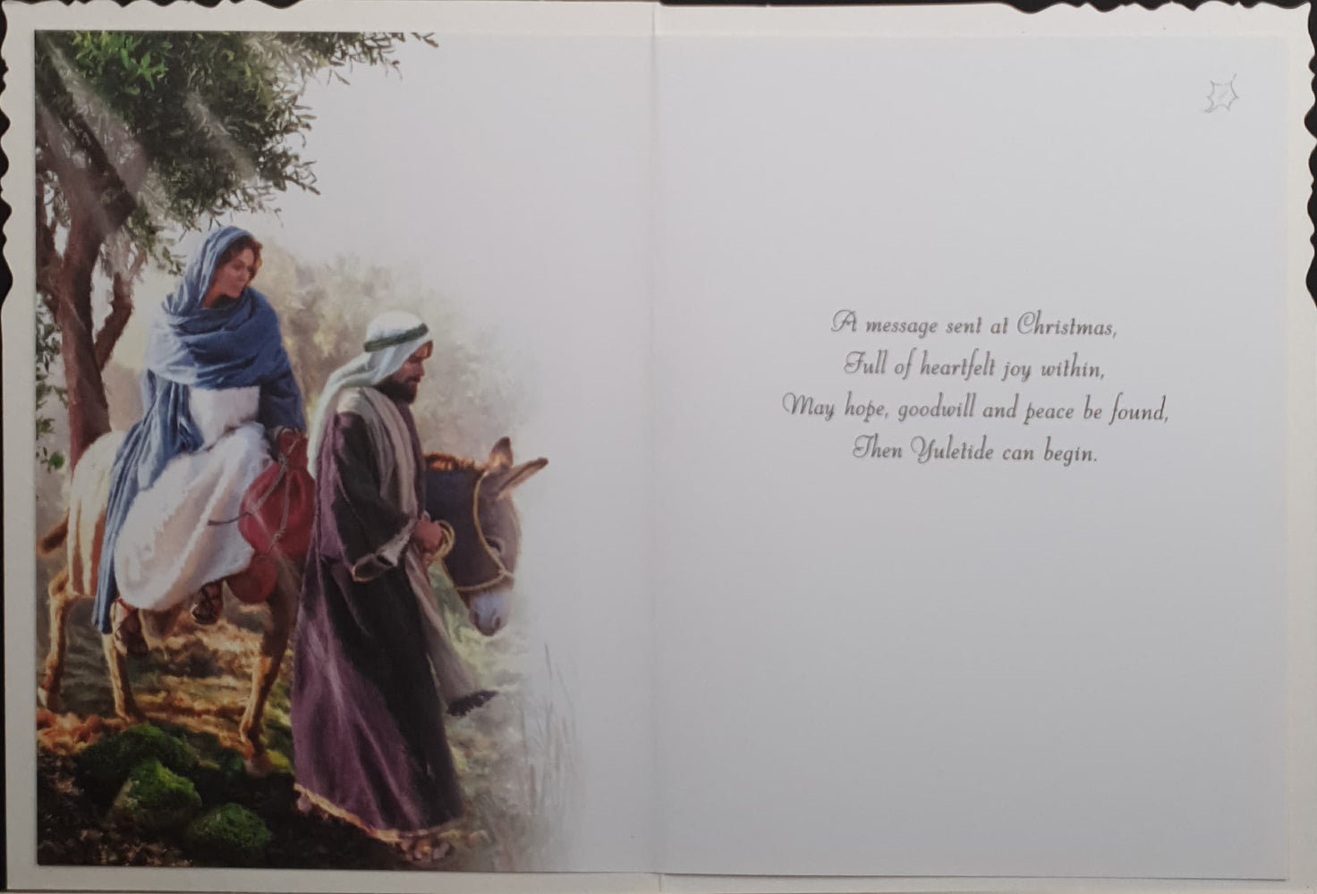 Religious Christmas Card - Blessings / Mary & Jesus Travelling with Donkey