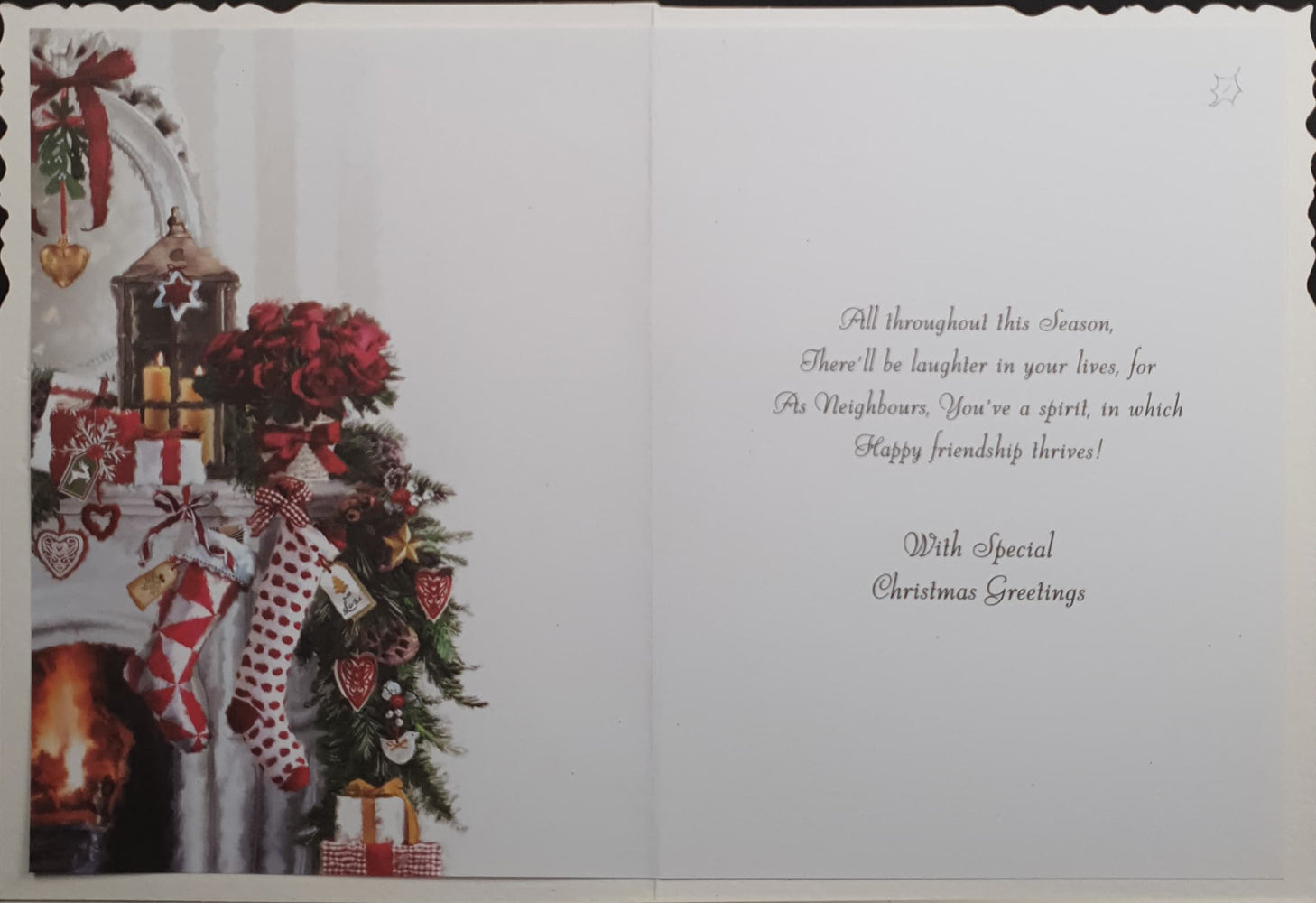 Neighbours Christmas Card - Blessings / Christmas Stockings Hanging from Mantelpiece