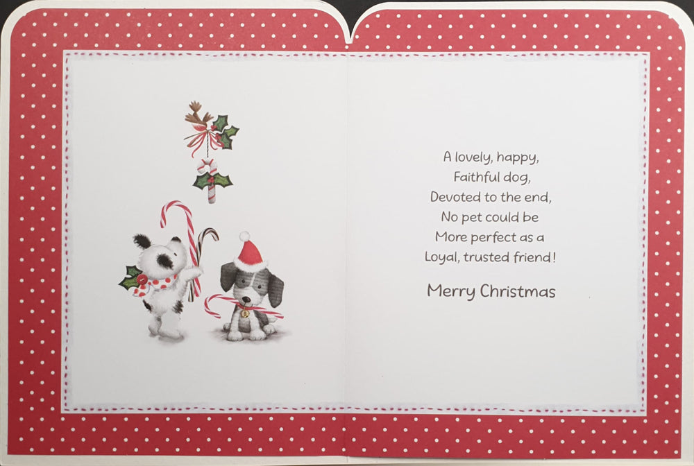Pet Christmas Card - To A Much Loved Dog / Dog Teddy Holding Present