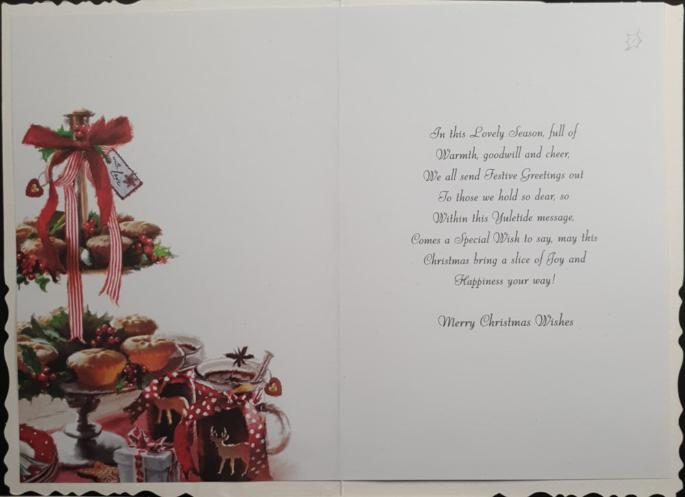 Sister & Brother in Law Christmas Card - Mulled Wine, Mince Pies & Red Ribbons