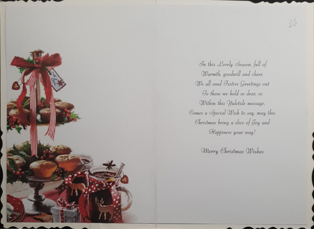 Auntie and Uncle Christmas Card - Decorated Mince Pies & Mulled Wine
