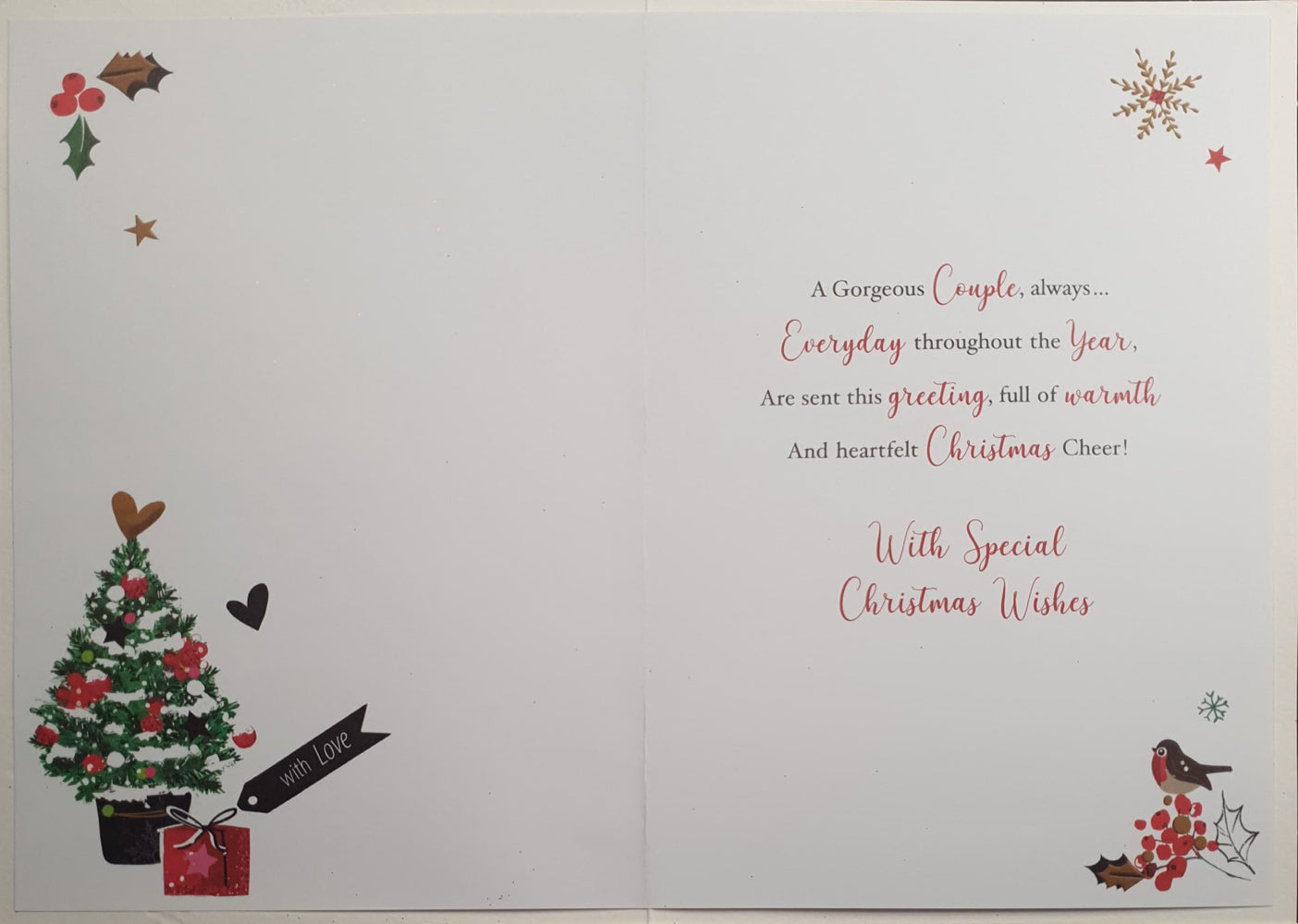 Special Couple Christmas Card - Red Door & Birds