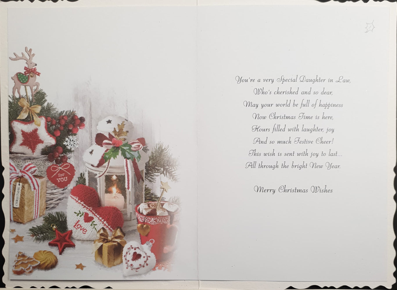 Special Daughter In Law Christmas Card - Lots Of Gifts & Hearts