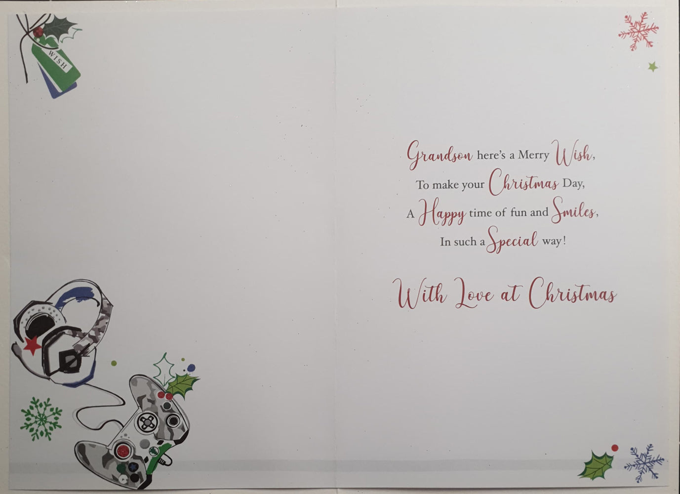 Special Grandson Christmas Card - Joystick & Headphone