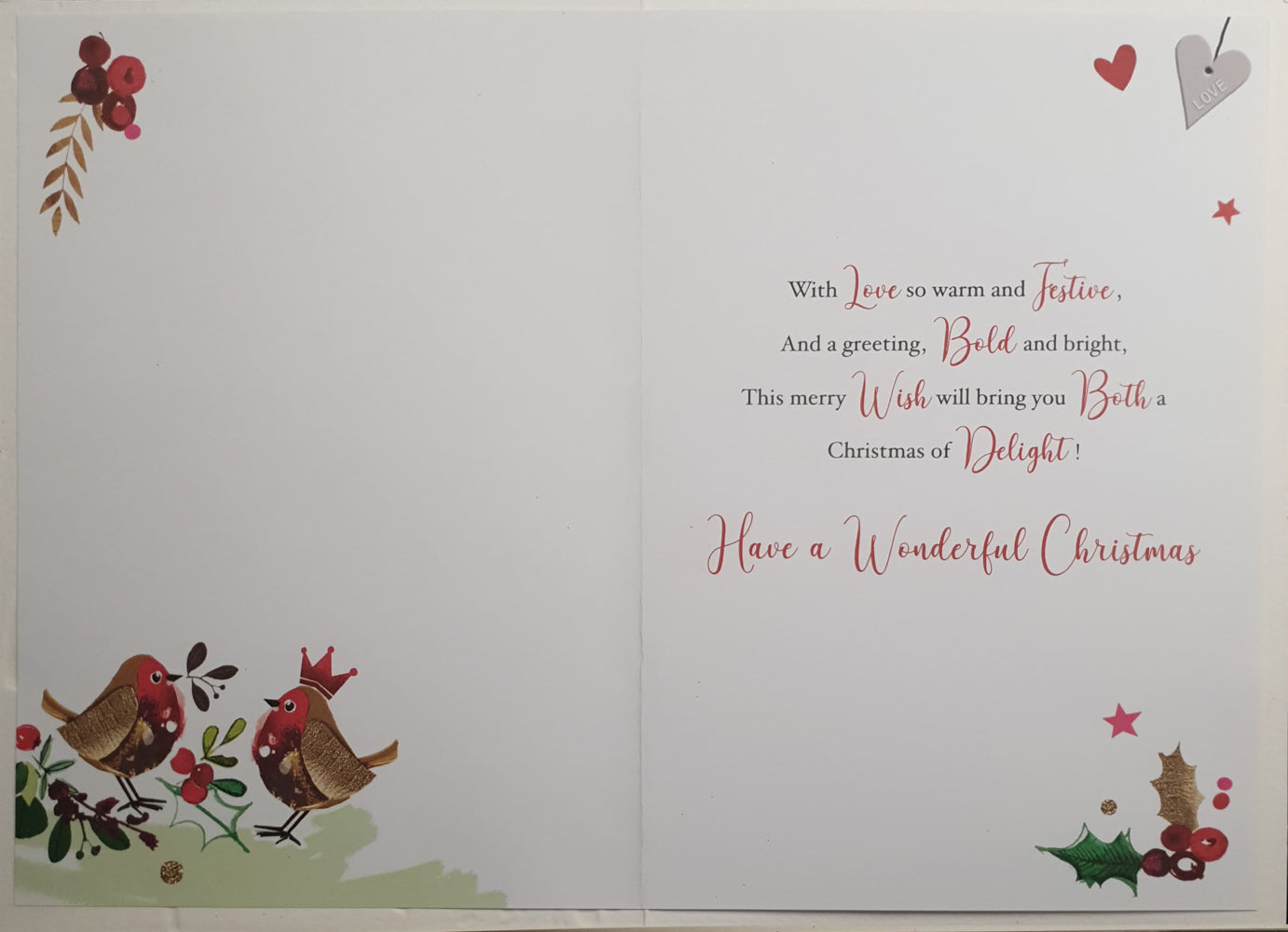 Special Daughter And Son In Law Christmas Card - Red Wine & Birds