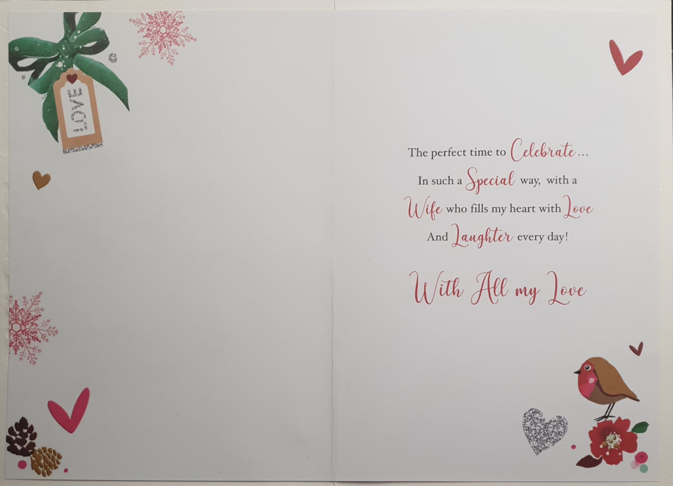 Special Wife Christmas Card - Love & Wreath