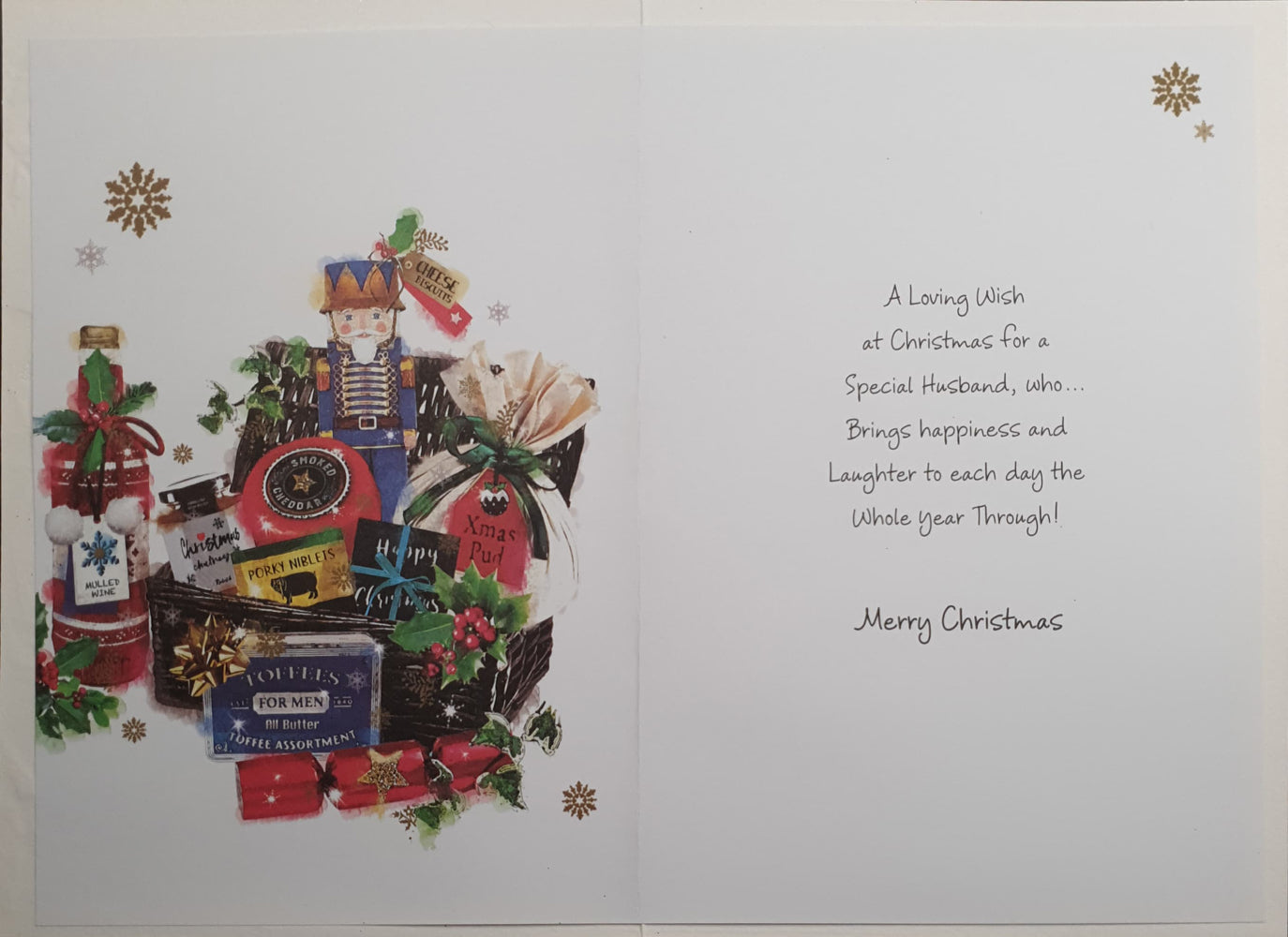 Special Husband Christmas Card - Red Wine Bottle & Toys