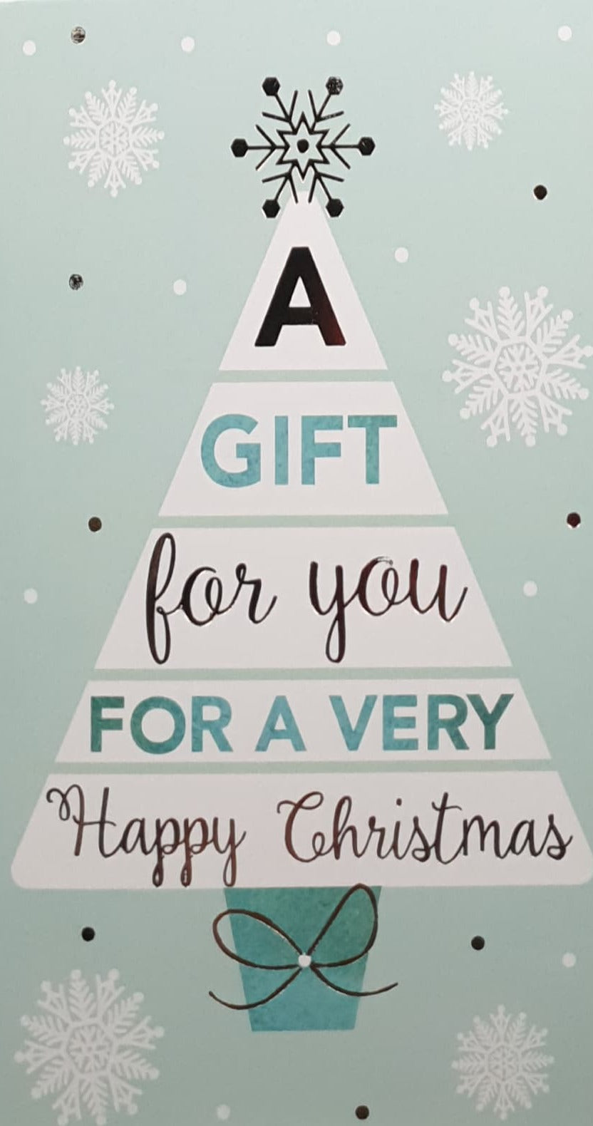 Money Wallet Christmas Card - A Gift For You / White Christmas Tree & Snowflakes