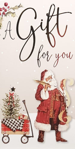 Money Wallet Christmas Card - A Gift For You / Santa Writing on List