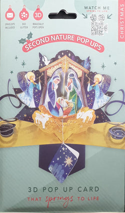 Pop Up Christmas Card - Merry Christmas - Nativity Scene & Angels