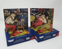 Charity Christmas Card - Box of 16 / Focus Ireland  - Santa Sleeping & in Workshop