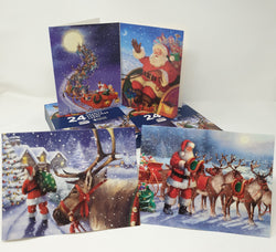 Charity Christmas Cards - Box of 24 / Focus Ireland & Temple Street - Santa & Sleigh