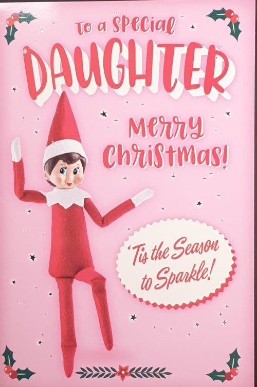 Daughter Christmas Card - To Sparkle & Pink Design