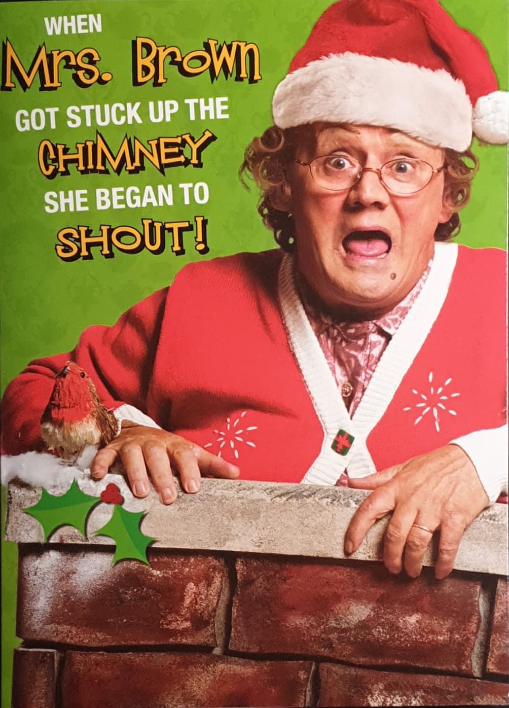 Funny Christmas Card -Stuck In Chimney & Shout