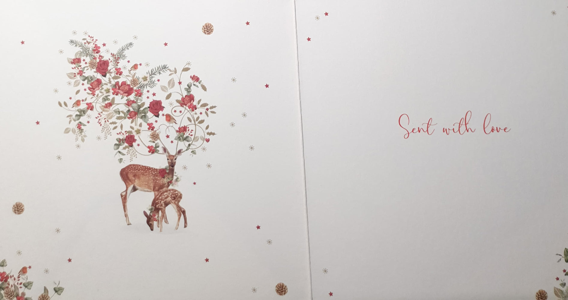 General Christmas Card - Deer & Lots Of Flowers