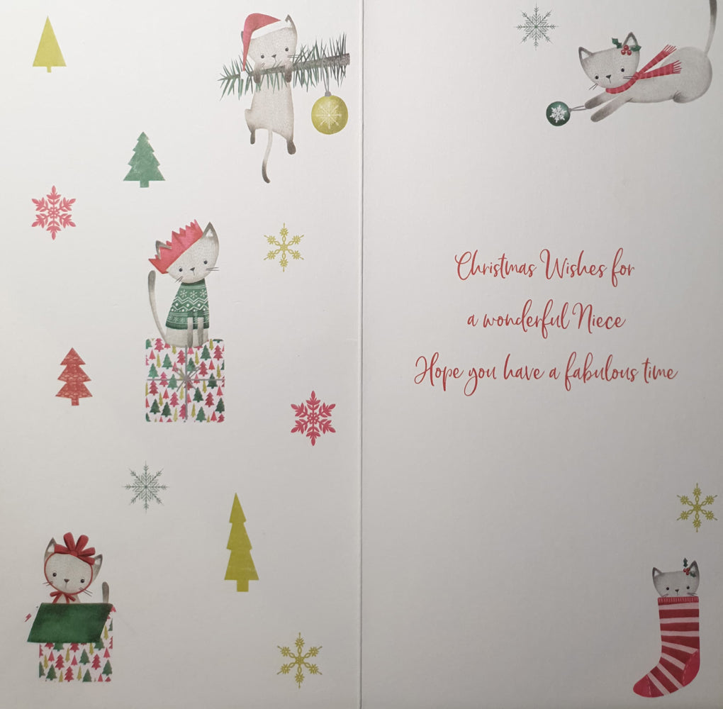 For You Niece Christmas Card - Adorable Cats & Decors