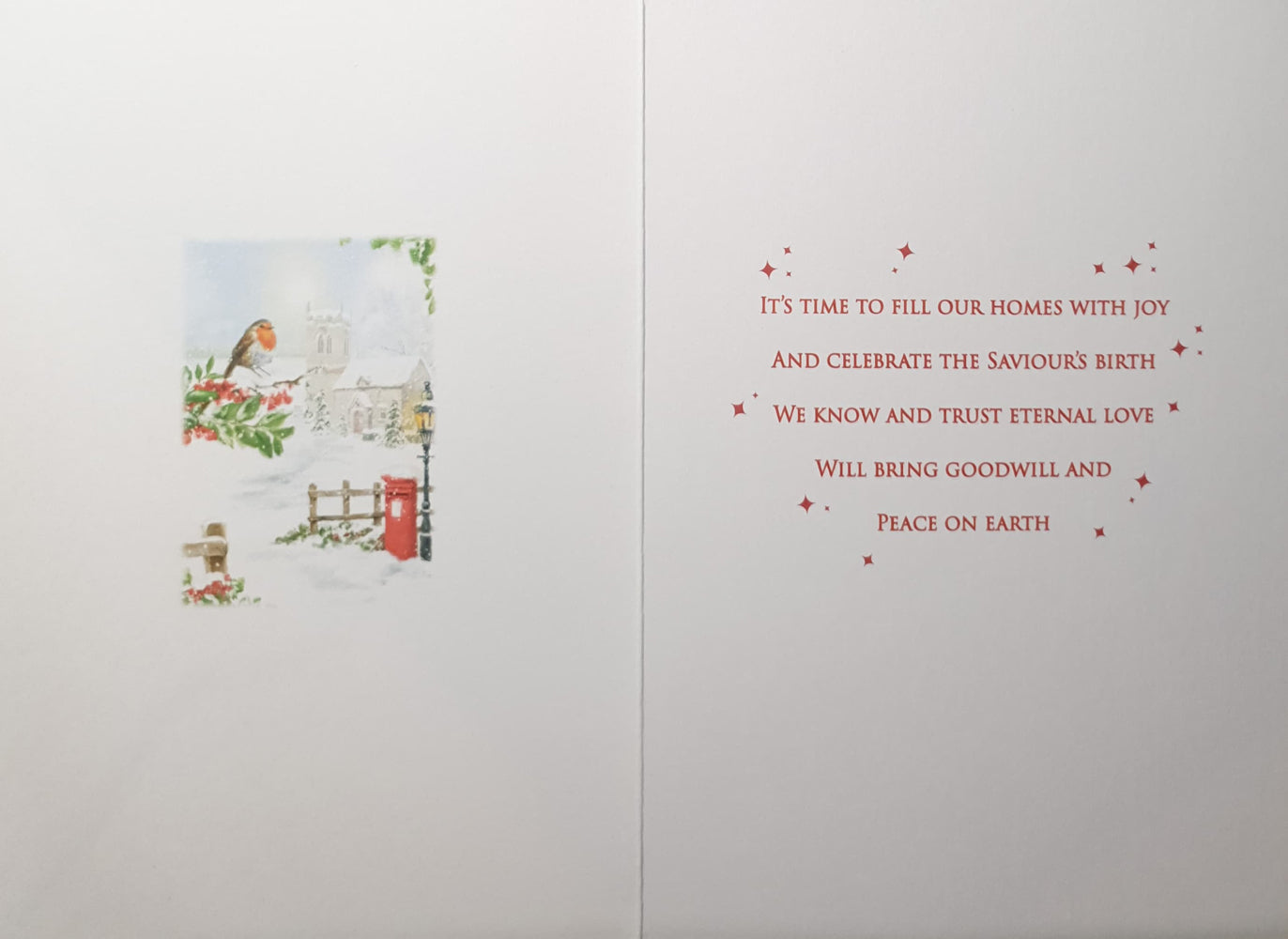 Seasons Greetings Christmas Card - A Bird On A Cherry Branch