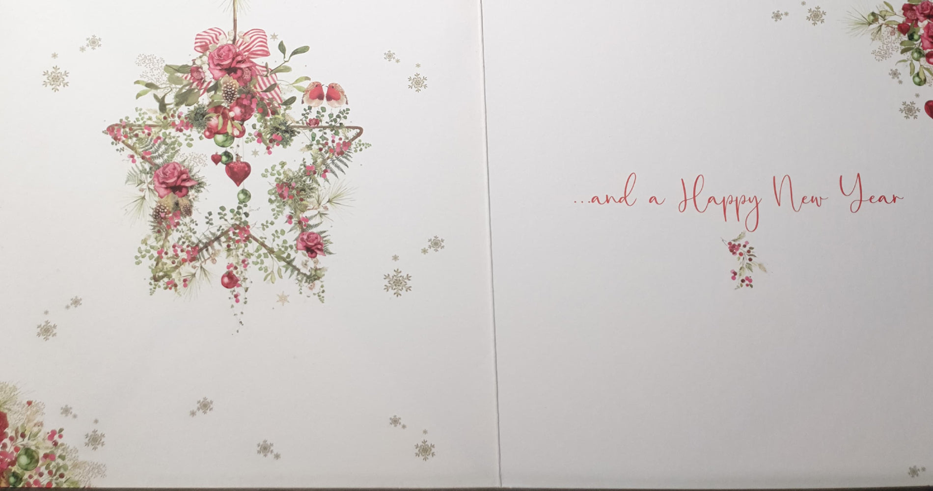 General Christmas Card - Star Wreath & Red Baubles