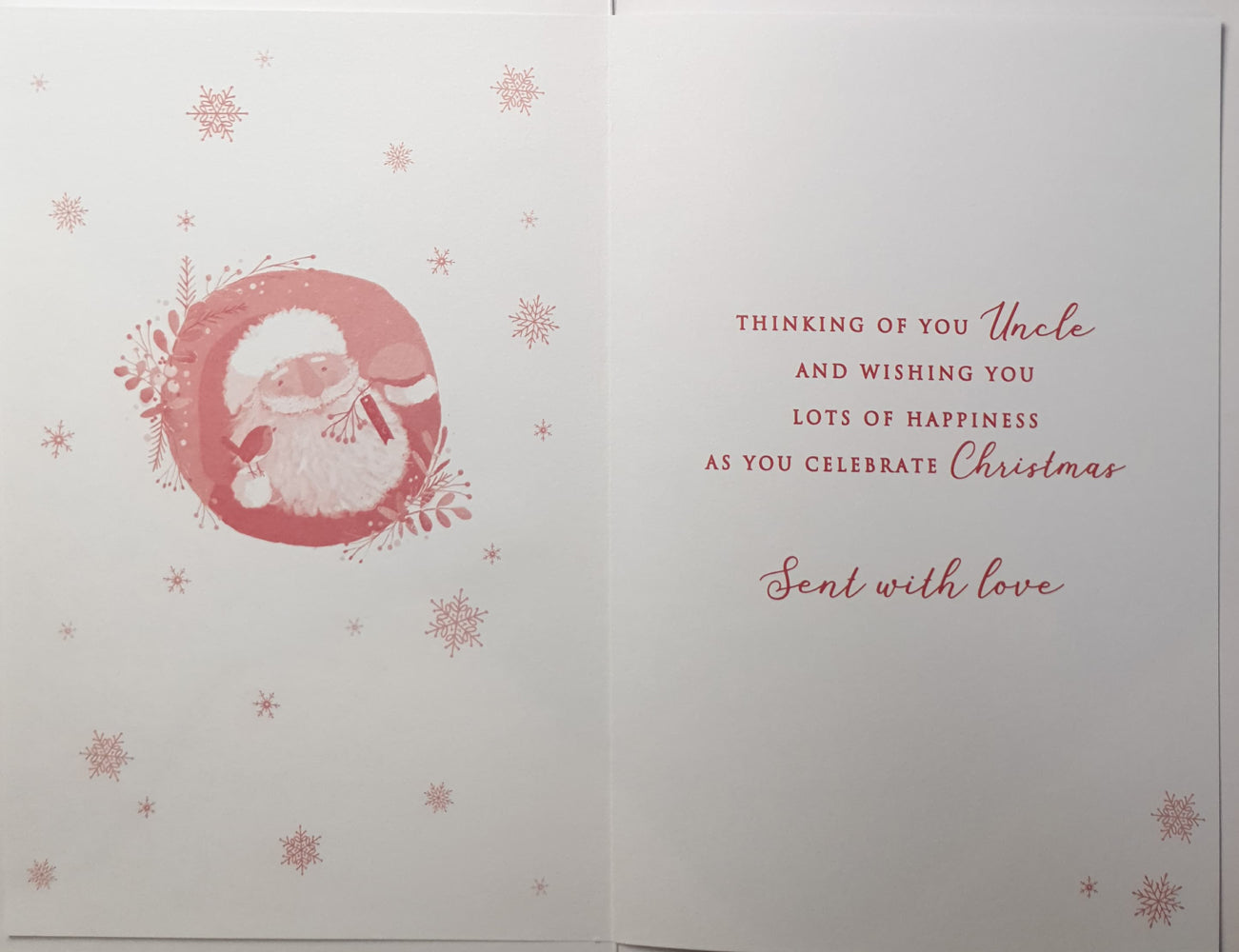 Especially For You Uncle Christmas Card - Santa With A Little Bird