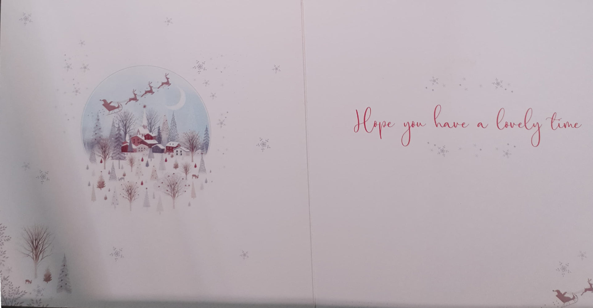 General Christmas Card - Reindeer Sleigh & Houses