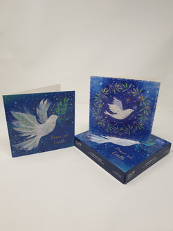 Charity Christmas Cards - Box of 12 in English & Irish/ Society Of St. Vincent de Paul SVP - Peace on Earth & Dove