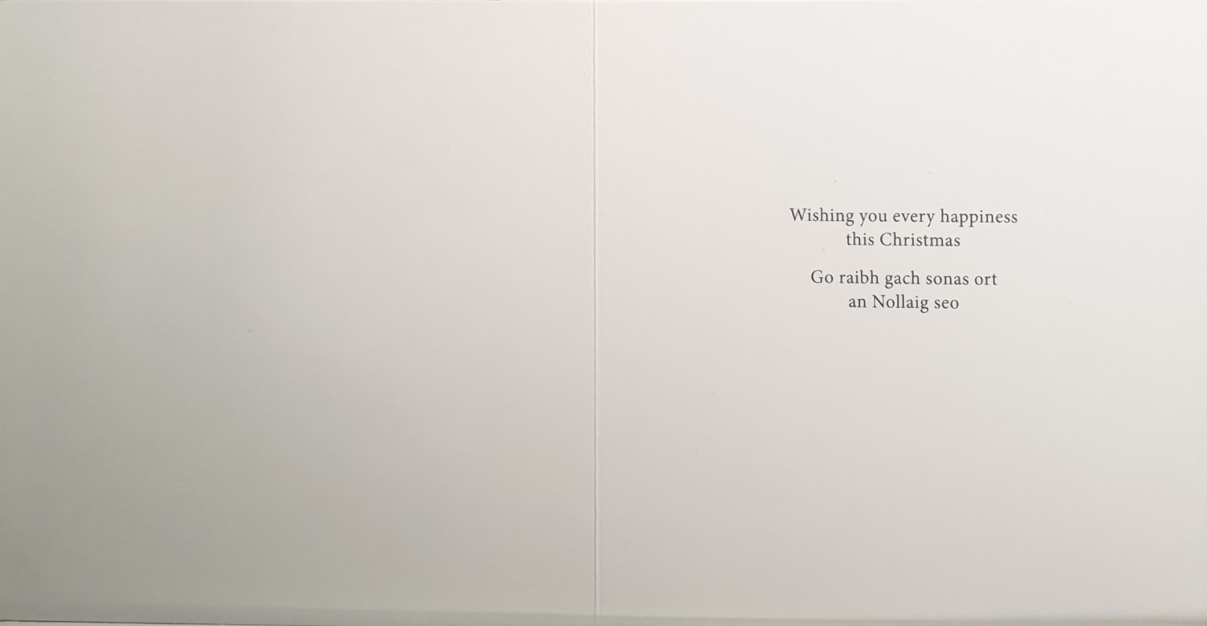 Charity Christmas Card (In Irish & English) - Pack of 8 Large Size / Cystic Fibrosis Ireland - Dove & Peace & Joy