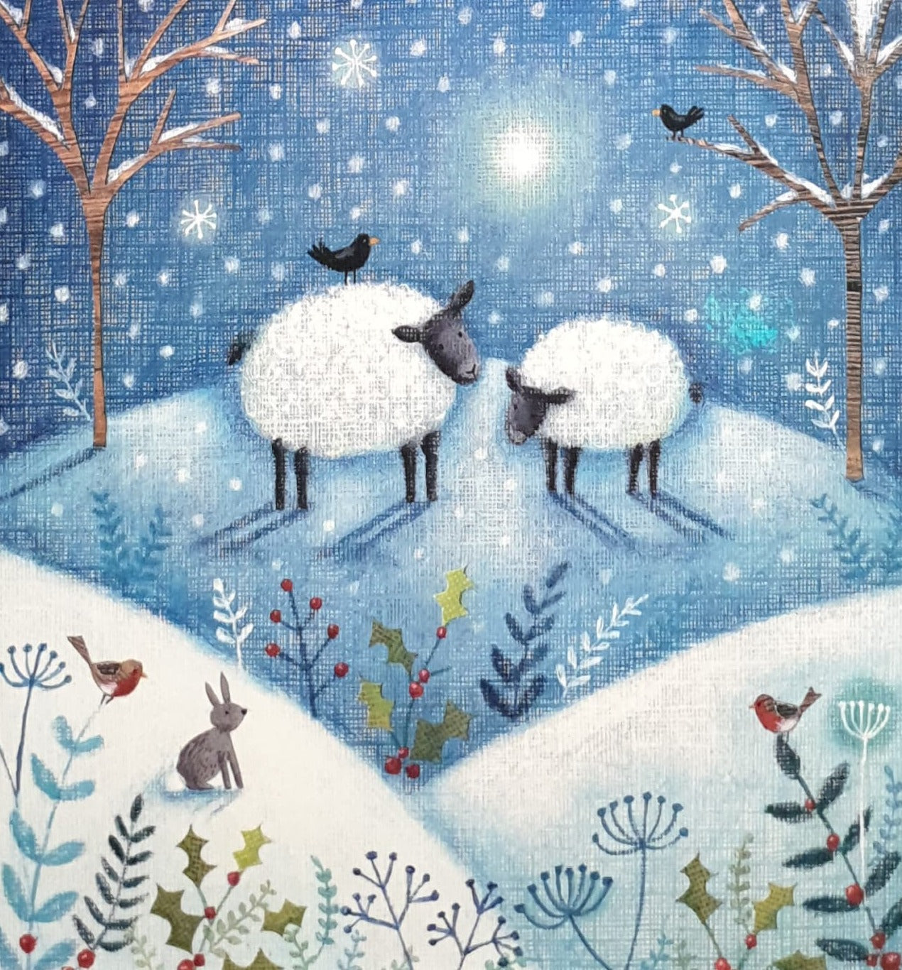 Charity Christmas Cards - Pack of 8 / Down Syndrome Ireland - Sheep on Snowy Hills