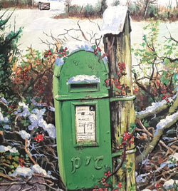 Charity Christmas Cards - Pack of 8 / Down Syndrome Ireland - Post Box & Red Berries