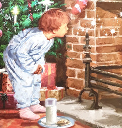 Charity Christmas Card - Pack of 8 Small / Northern Ireland Hospice - Child with Cookies & Milk