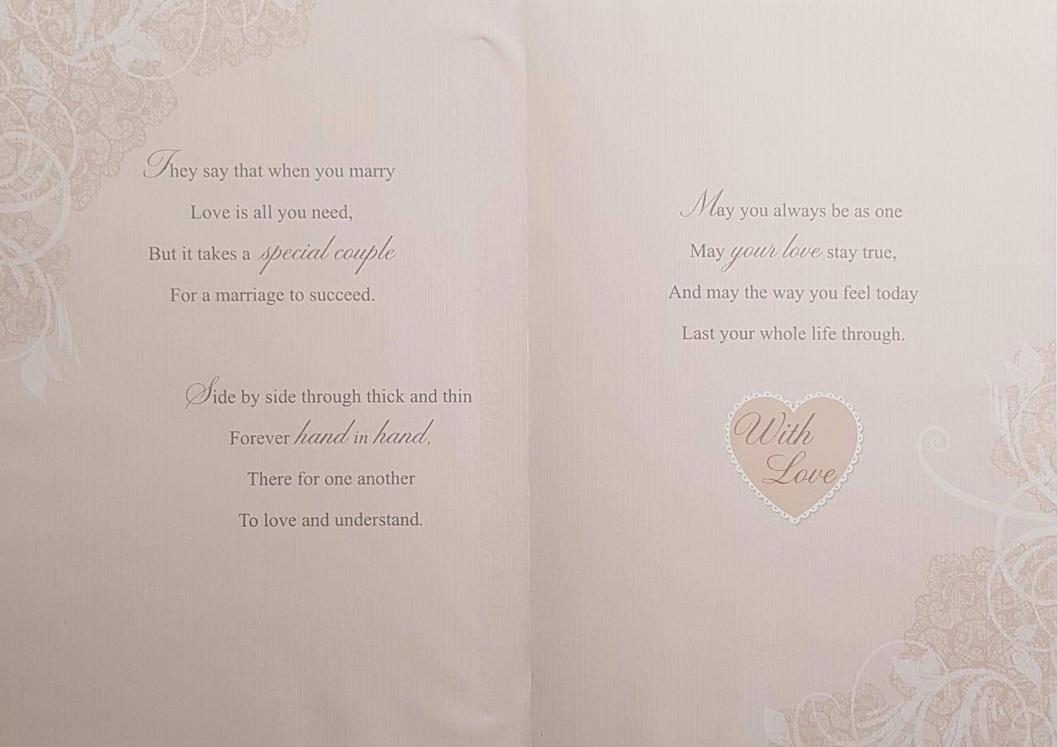 Wedding Card - Nephew / White Heart & Gold Mr & Mrs