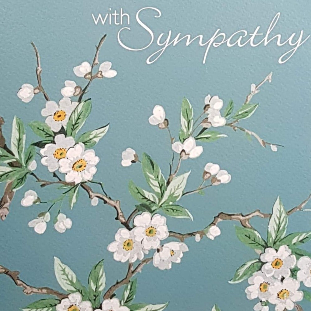 Sympathy Card - Branches With White Flowers