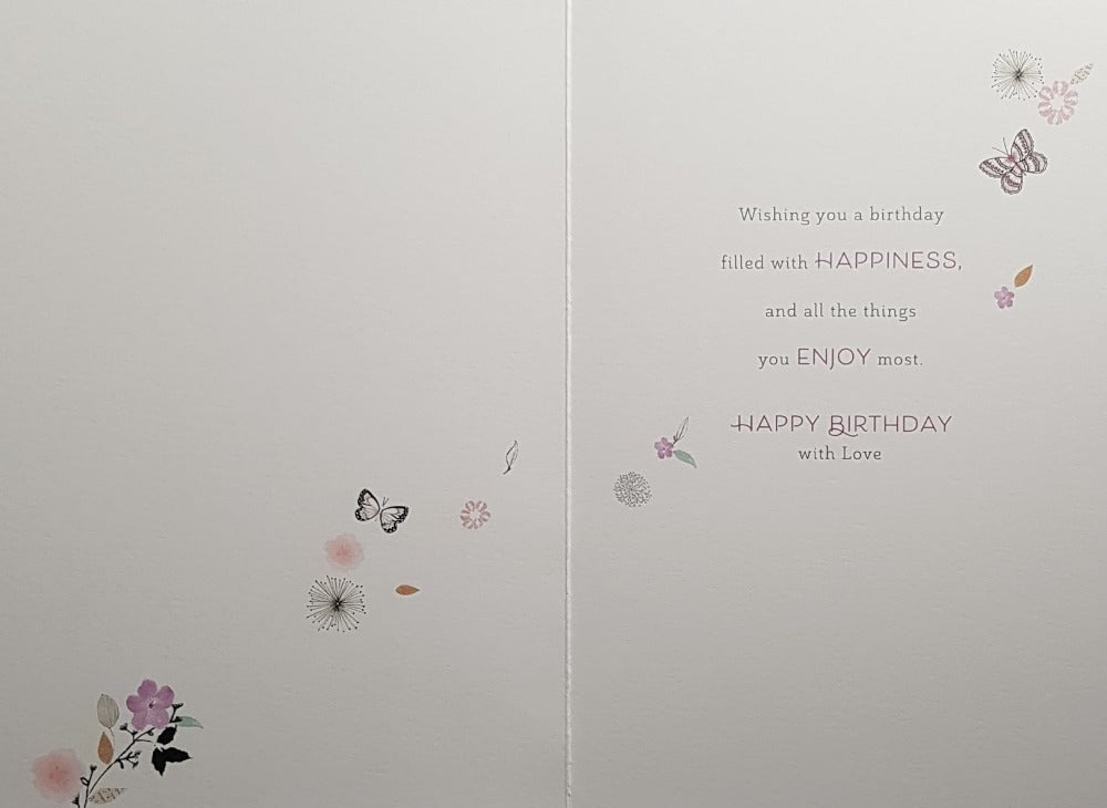 Birthday Card - Godmother / Flower And Butterflies