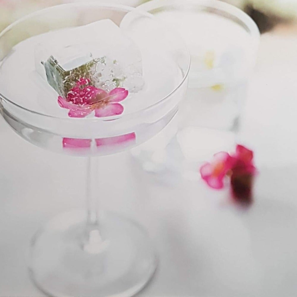 Blank Card - Drinks With Frozen Flowers In The Ice Cube