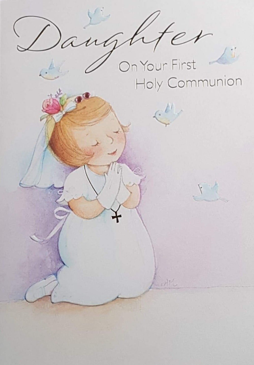 Communion Card - Preying Daughter And Doves Above