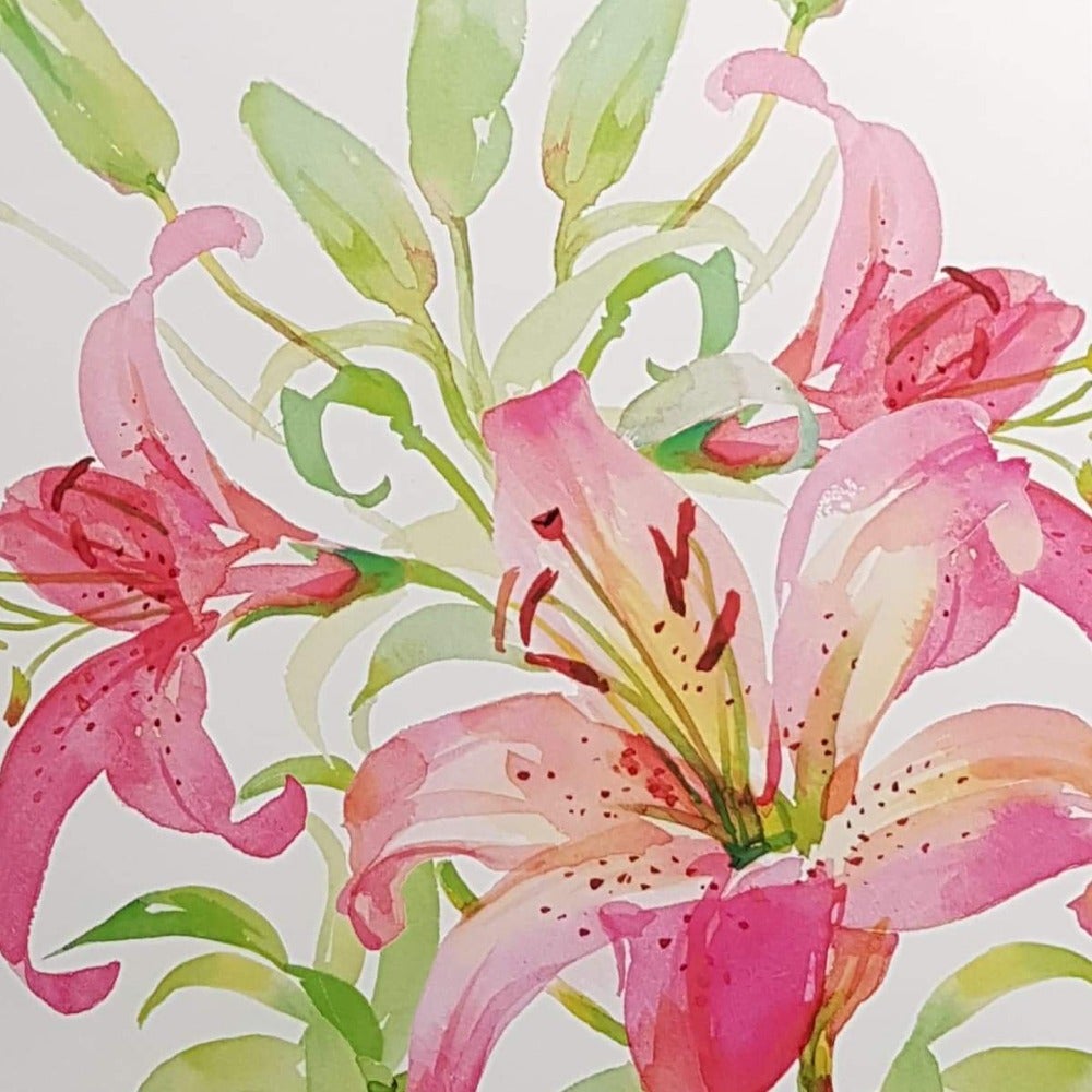 Blank Card - Pink Flower Painted