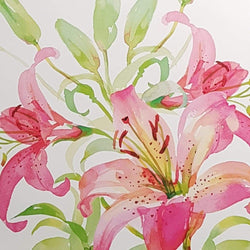 Blank Card - Pink Flower Painted