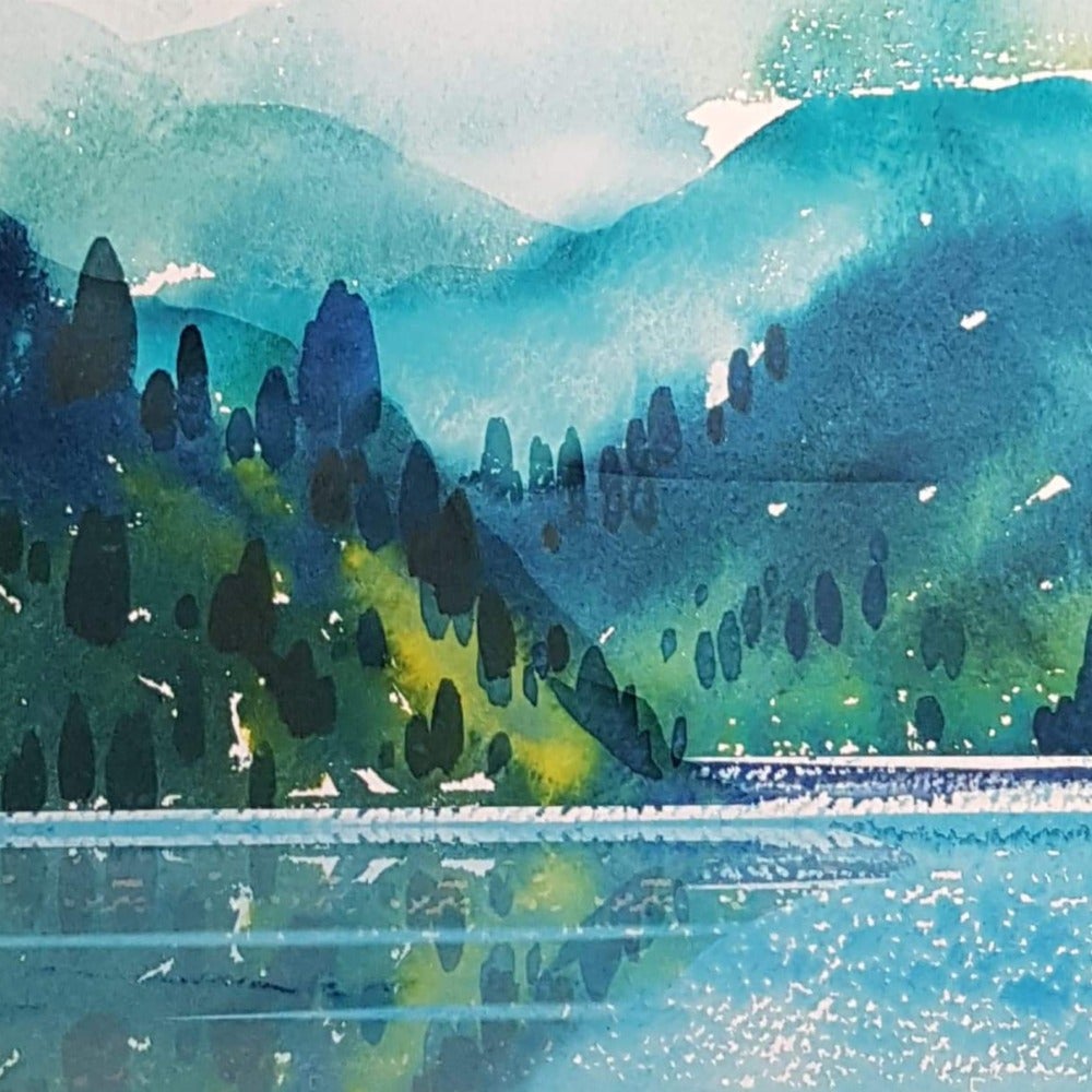 Blank Card - Scenery / The Lake & The Mountains Painted
