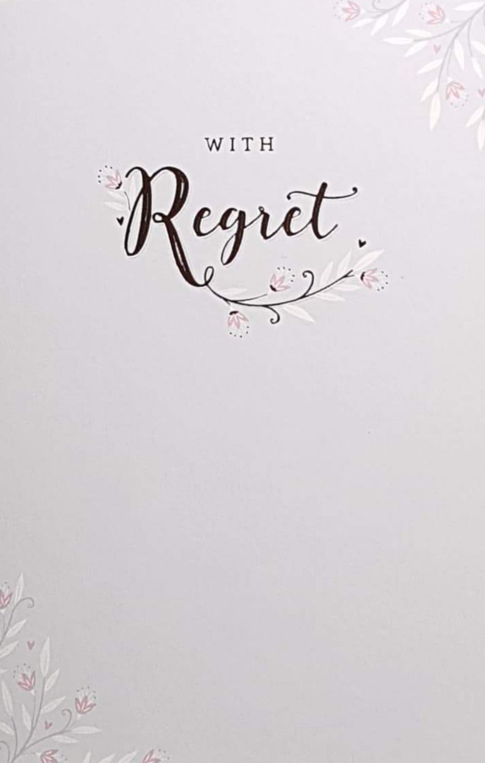 Wedding Card - Invitation Response / Floral Corners & Gold Font (Regret)