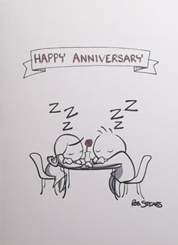 Anniversary card - Couple sleeping on the table