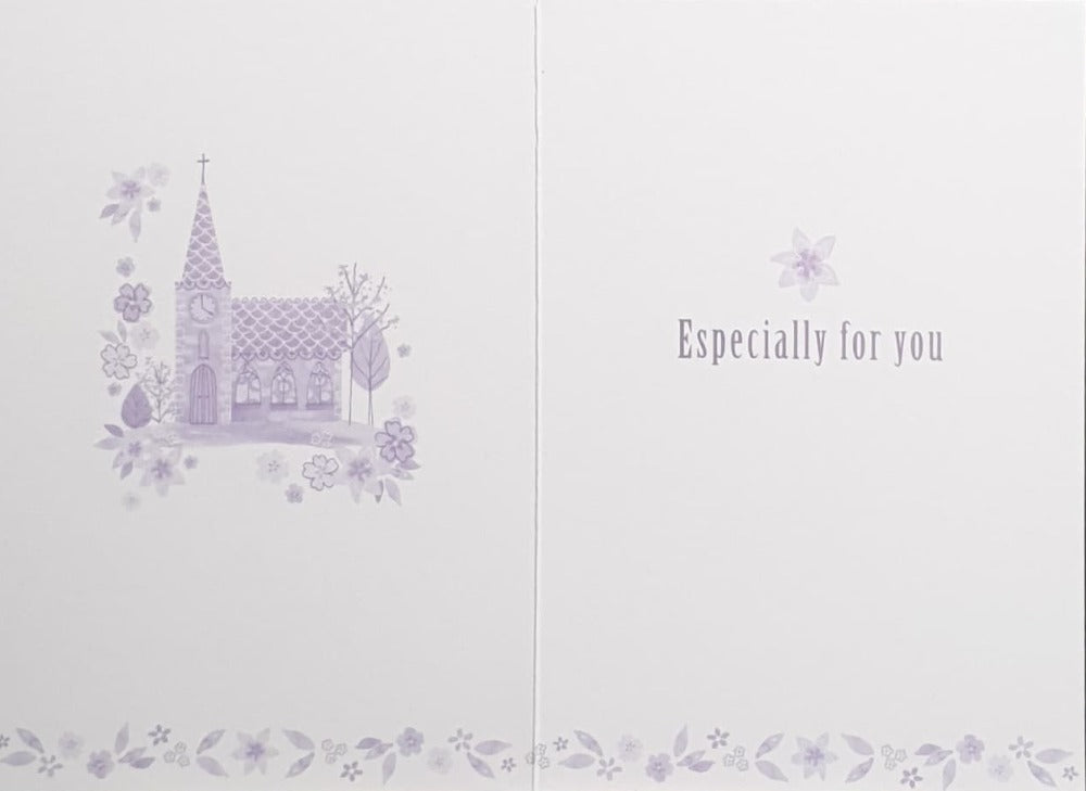 Easter Blessings - Easter Card / Drawing of Church Surrounded by Flowers