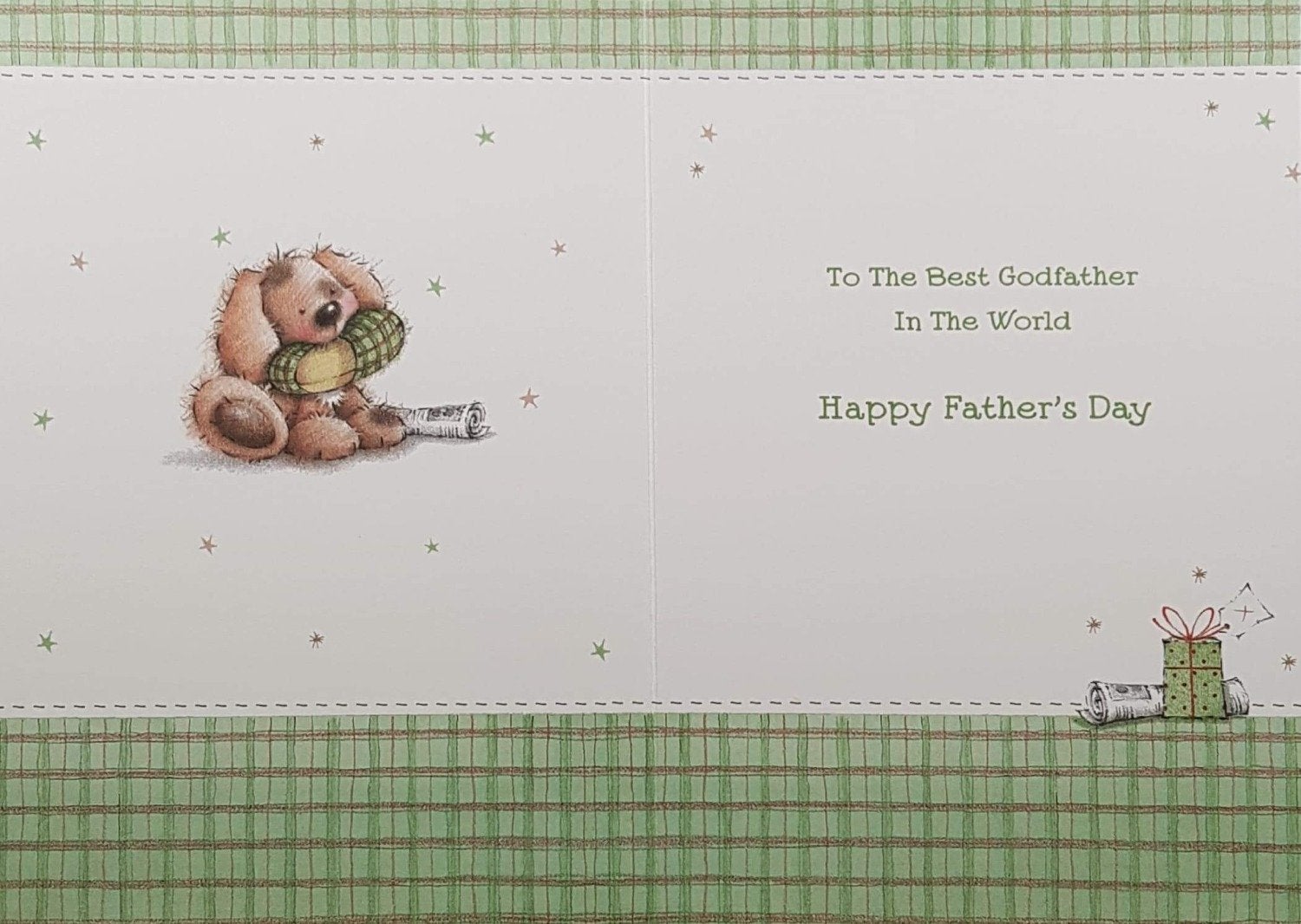 Fathers Day Card - Godfather / Love And Hugs & Puppy
