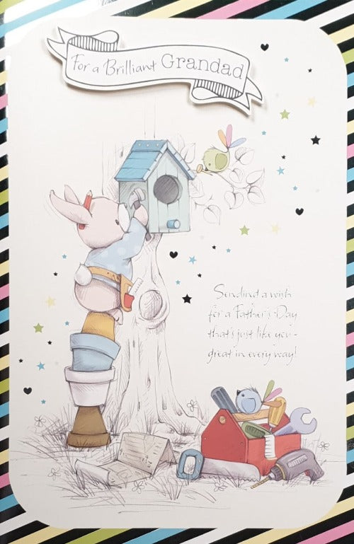 Fathers Day Card - Grandad / Bunny Build Bird Feeder