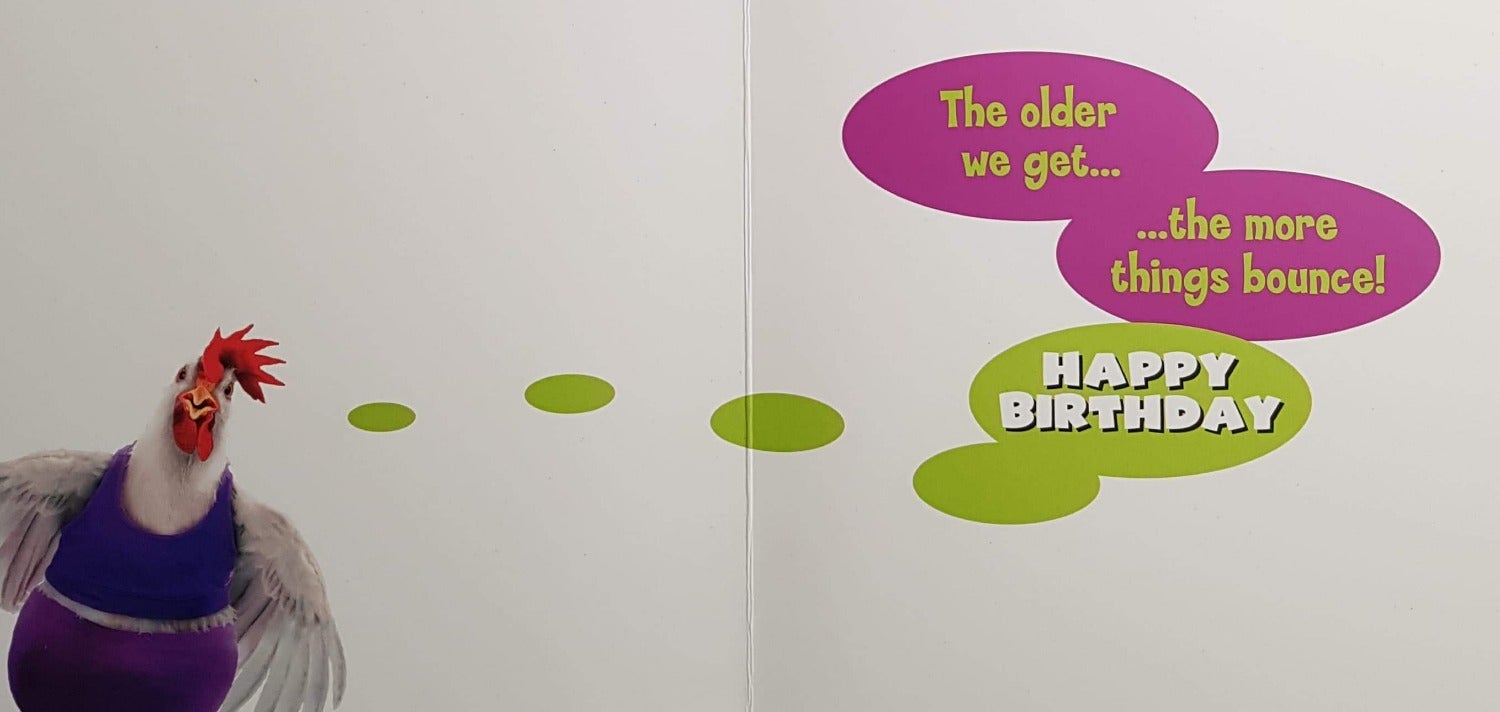 Birthday Card - Humour / Three Hen In The Gym