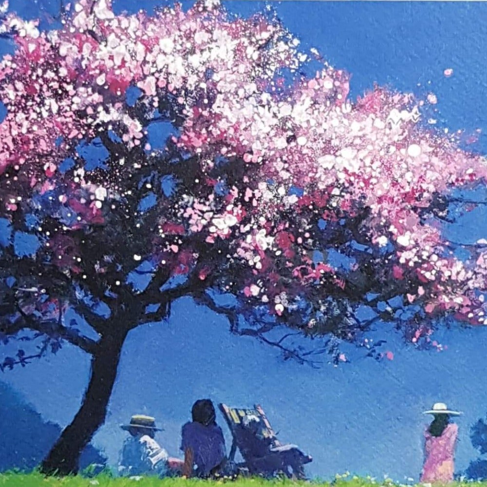 Blank Card - People Sitting Beneath Cherry Blossom Tree