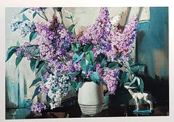 Birthday Card - Potted Lilacs & Ceramic Deer