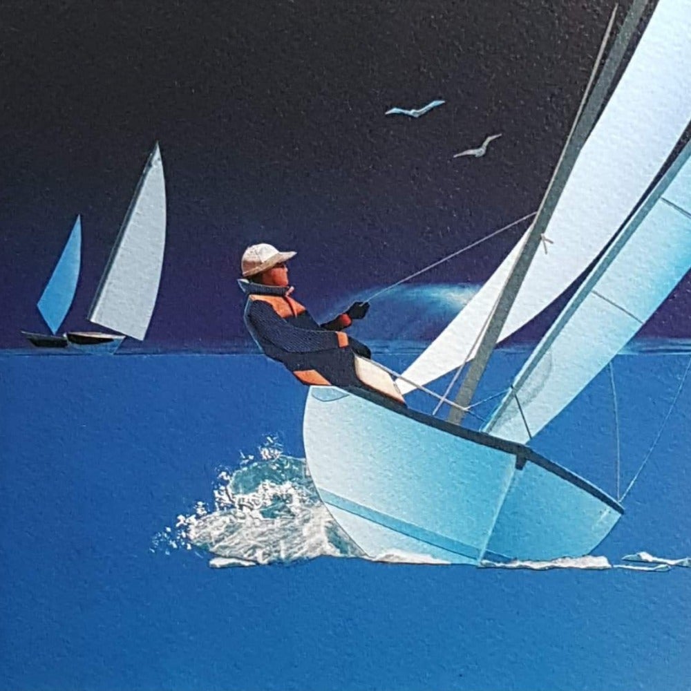 Blank Card - Man in Sailboat on the Water