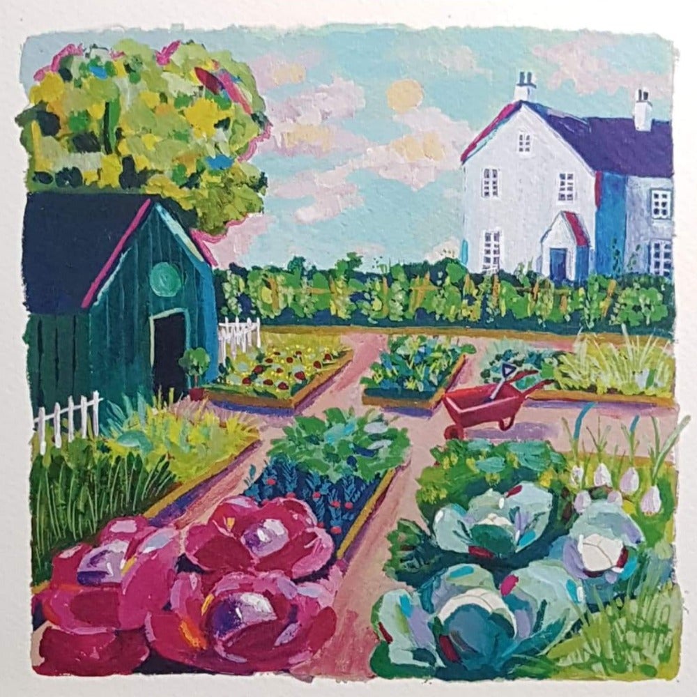 Blank Card - Vegatable Garden & White House